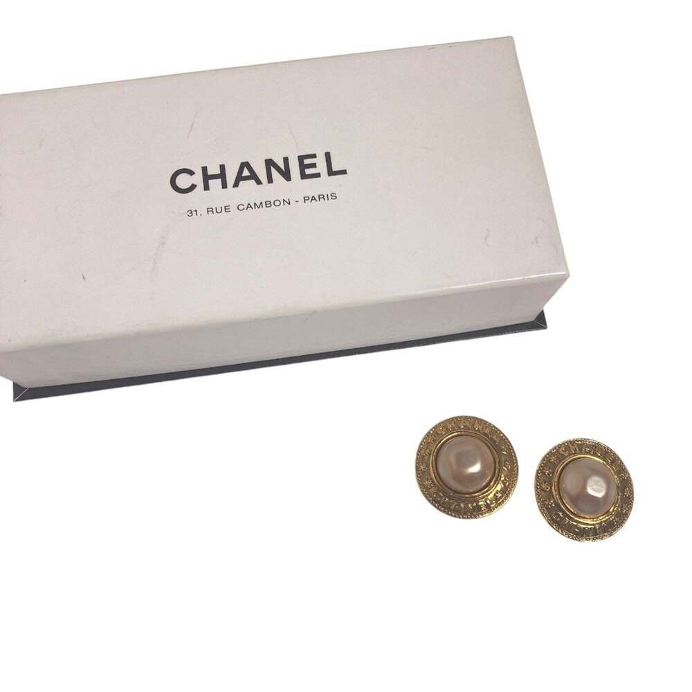 CHANEL Authentic Gold Pearl Earrings - Picture 1 of 6